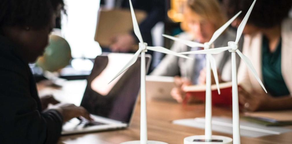 Tiny windmills on table